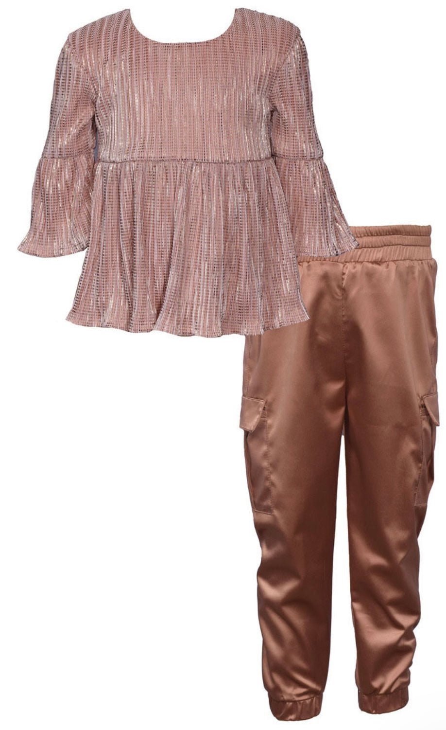 Shiny Blouse/Cargo Pants